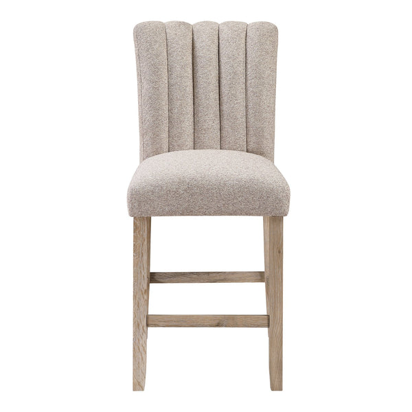 English Elm VHONG Beige Fabric Bar Stools Kit of 2 – Solid Wood & MDF Frame, Durable Upholstery, Easy-Clean Finish B201P346384