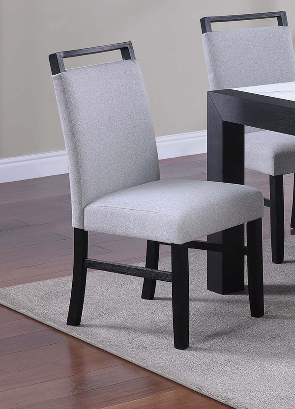 English Elm Contemporary Upholstered Dining Chairs Set of 2 with Sculpted Wooden Handle, Charcoal Fabric, 38"H B011P367203