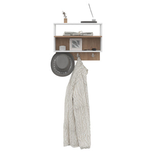 English Elm Wall Shelf with 2 Shelves White/Natural Oak - Engineered Wood Display Storage for Books & Decor B097P369430