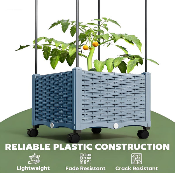 English Elm Tall Stackable Polypropylene Outdoor Planters Set of 2 Tapered Patio Flower Pots T3971P455057