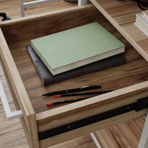 English Elm Desk, Stylish Brown Finish Desk For Home Office - Compact Design With Storage & Ample Workspace B356P367964