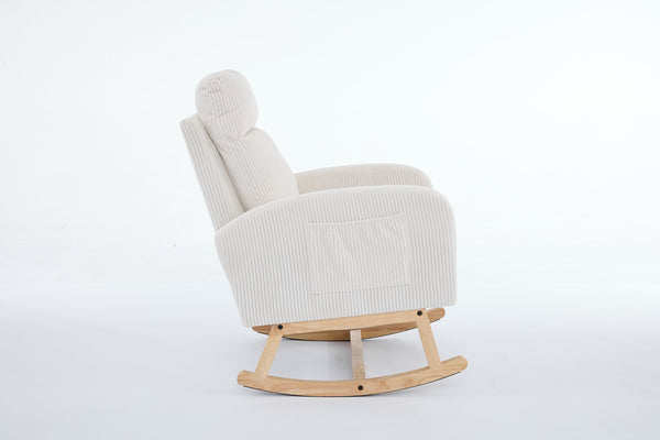 English Elm Modern Accent Rocking Chair - Stylish Glider Armchair With High Back, Side Pocket & Cozy Comfort W2725P276726