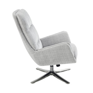 English Elm Comfortable Swivel Chair with Ottoman, Chenille Upholstery, Silver Metal Base, Plush Modern Comfort Gray 30 L x 35 W x 30 H B011P304985