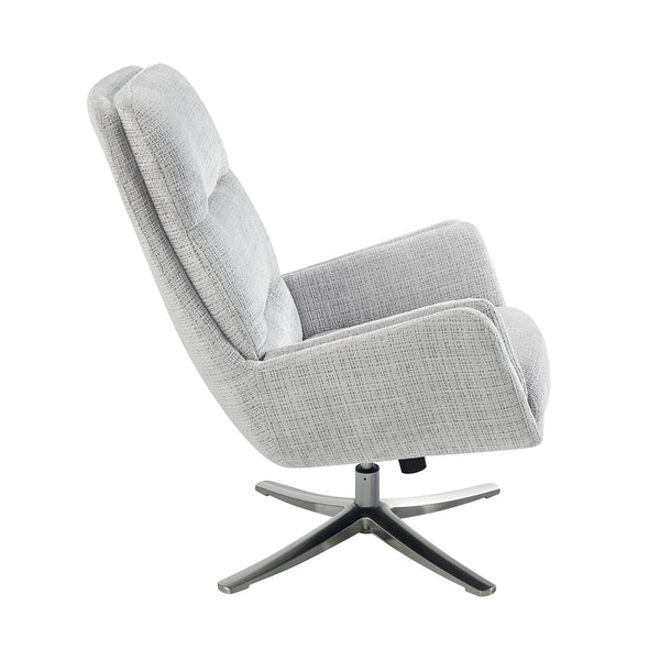English Elm Comfortable Swivel Chair with Ottoman, Chenille Upholstery, Silver Metal Base, Plush Modern Comfort Gray 30 L x 35 W x 30 H B011P304985