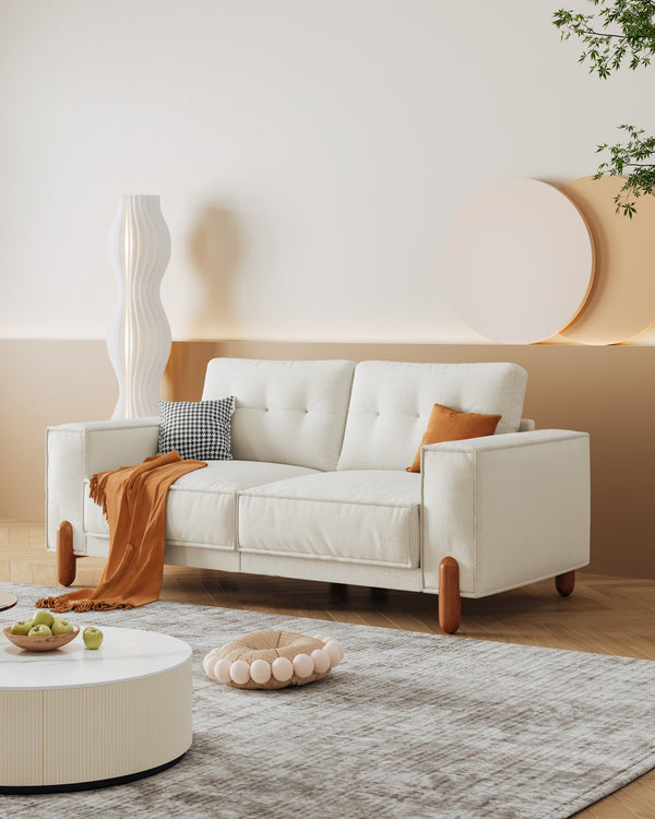 English Elm Couches Cloud-Like Chenille Loveseat 65" Compact Tufted Sofa 24" Deep Seat 900lb Sturdy Frame W2656P171901