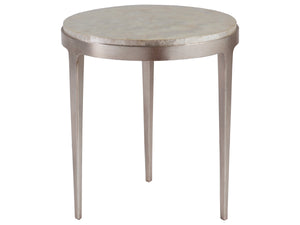 Lexington Artistica Home Gravitas Round Spot Table - Unique Capiz Shell Inlay And Hand-forged Iron Base For Elegant Spaces Champagne Wood 2050-950