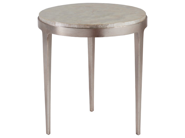 Lexington Artistica Home Gravitas Round Spot Table - Unique Capiz Shell Inlay And Hand-forged Iron Base For Elegant Spaces Champagne Wood 2050-950