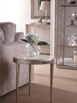 Lexington Artistica Home Gravitas Round Spot Table - Unique Capiz Shell Inlay And Hand-forged Iron Base For Elegant Spaces Champagne Wood 2050-950