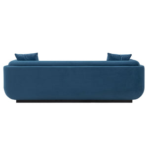 English Elm Edmonda 91" Velvet Sofa with Black Metal Base, Pine Frame, High-Density Foam & 2 Pillows, Commercial Grade Sapphire Blue B365P398109