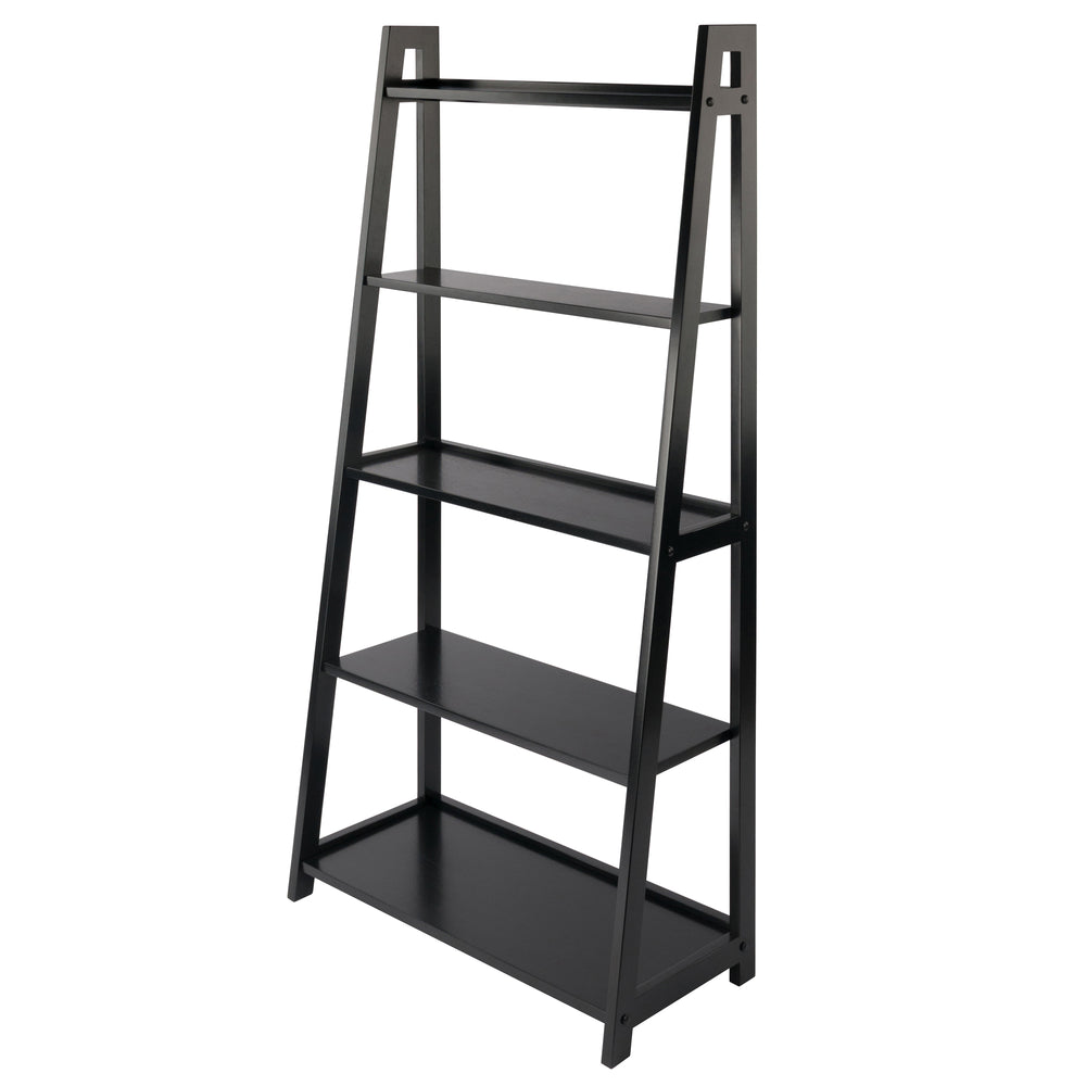 Winsome Wood Adam 5-tier A-frame Shelf In Black - Stylish Ladder Design For Small Space Décor & Display Black Solid Wood 20513-winsome-wood
