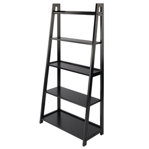 Winsome Wood Adam 5-tier A-frame Shelf In Black - Stylish Ladder Design For Small Space Décor & Display Black Solid Wood 20513-winsome-wood