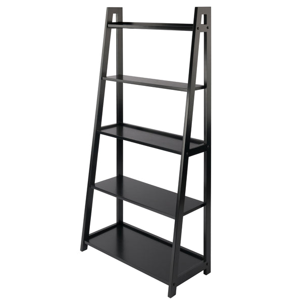 Winsome Wood Adam 5-tier A-frame Shelf In Black - Stylish Ladder Design For Small Space Décor & Display Black Solid Wood 20513-winsome-wood