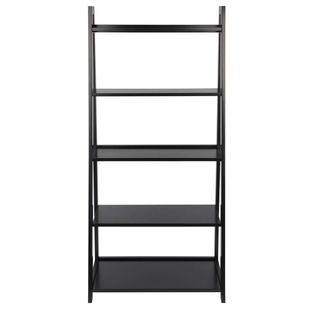 Winsome Wood Adam 5-tier A-frame Shelf In Black - Stylish Ladder Design For Small Space Décor & Display Black Solid Wood 20513-winsome-wood