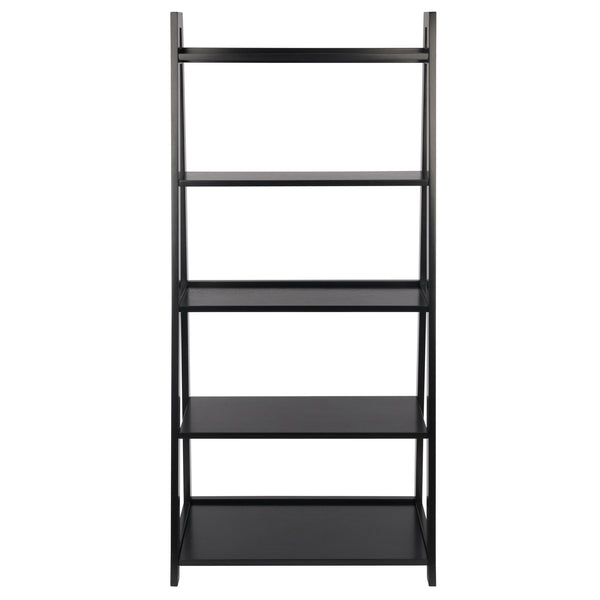 Winsome Wood Adam 5-tier A-frame Shelf In Black - Stylish Ladder Design For Small Space Décor & Display Black Solid Wood 20513-winsome-wood