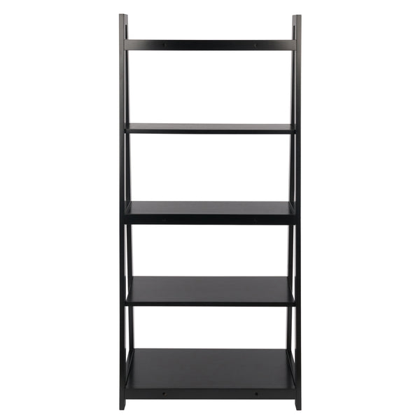 Winsome Wood Adam 5-tier A-frame Shelf In Black - Stylish Ladder Design For Small Space Décor & Display Black Solid Wood 20513-winsome-wood
