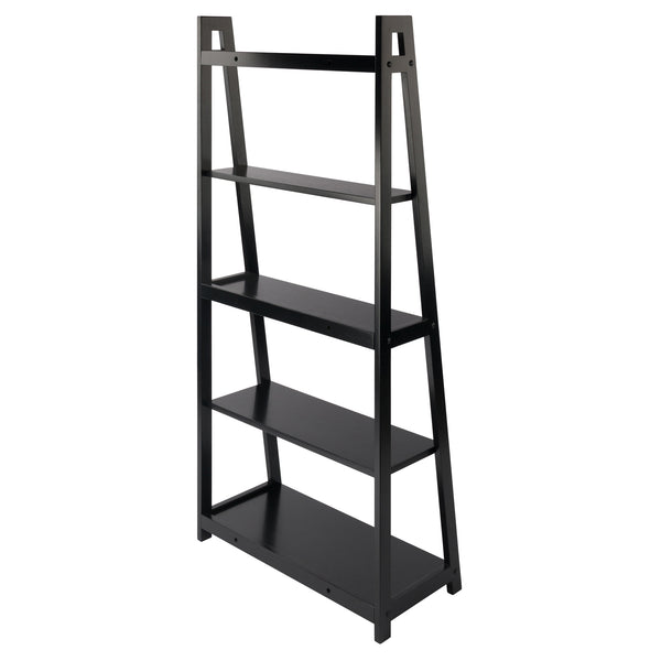 Winsome Wood Adam 5-tier A-frame Shelf In Black - Stylish Ladder Design For Small Space Décor & Display Black Solid Wood 20513-winsome-wood