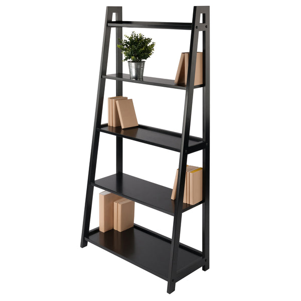 Winsome Wood Adam 5-tier A-frame Shelf In Black - Stylish Ladder Design For Small Space Décor & Display Black Solid Wood 20513-winsome-wood