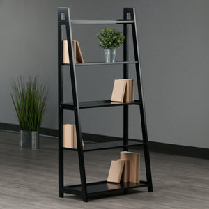 Winsome Wood Adam 5-tier A-frame Shelf In Black - Stylish Ladder Design For Small Space Décor & Display Black Solid Wood 20513-winsome-wood