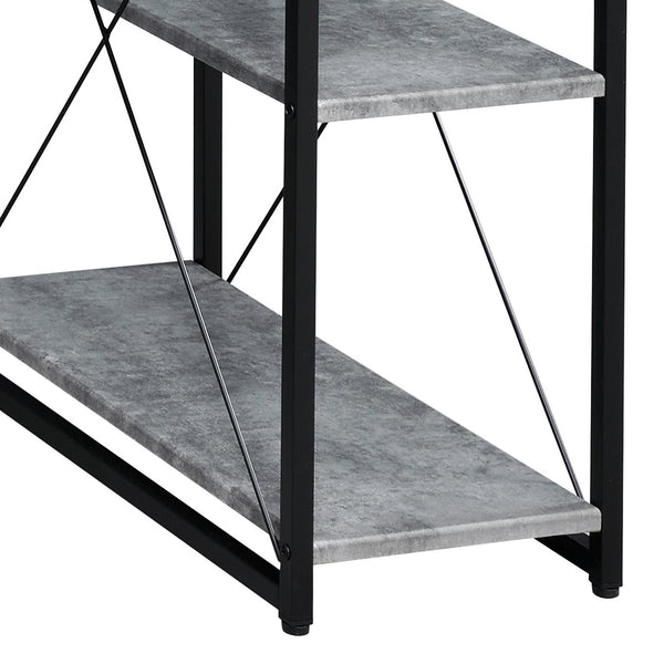 English Elm Grey Grey and Black Office Desk with Hutch, Drawer & Open Shelves — Studio-Ready, Sturdy Wood Top for Gear B062P184527