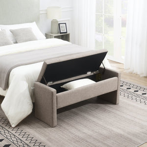 English Elm Modern Linen Upholstered Storage Bench with Hydraulic Lift for Bedroom or Living Room W2671P222546