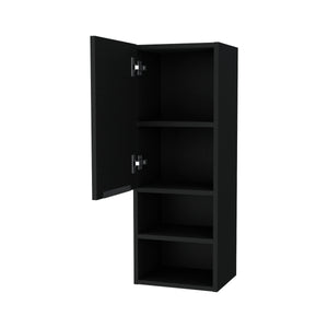 English Elm Milwaukee Black Medicine Cabinet with Mirror Door, 2 Interior Shelves & 2 Open Bottom Shelves, 32" H B128P148747