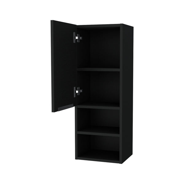 English Elm Milwaukee Black Medicine Cabinet with Mirror Door, 2 Interior Shelves & 2 Open Bottom Shelves, 32" H B128P148747