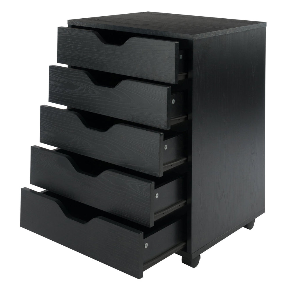 Winsome Wood Halifax 5-drawer Mobile Cabinet In Stylish Black - Perfect For Organizing Crafts, Office, & More! Black Composite Wood 20519-winsome-wood