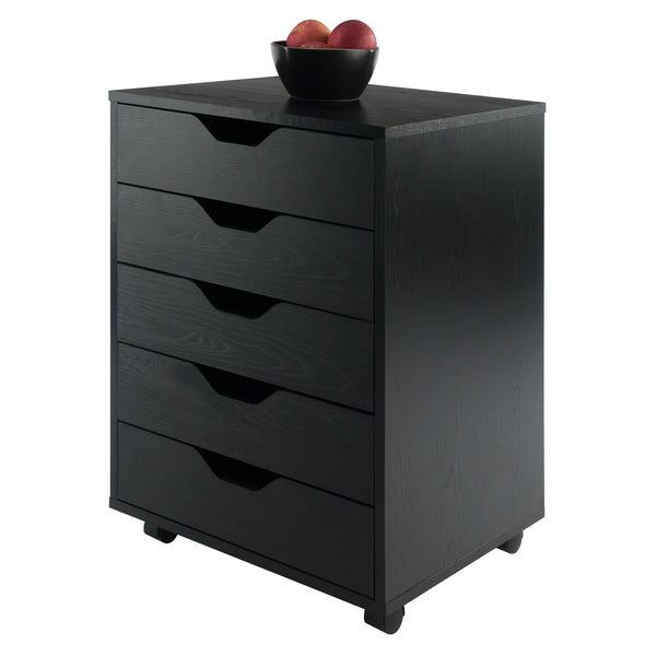 Winsome Wood Halifax 5-drawer Mobile Cabinet In Stylish Black - Perfect For Organizing Crafts, Office, & More! Black Composite Wood 20519-winsome-wood