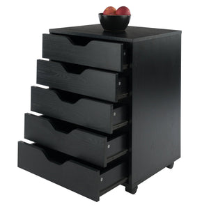 Winsome Wood Halifax 5-drawer Mobile Cabinet In Stylish Black - Perfect For Organizing Crafts, Office, & More! Black Composite Wood 20519-winsome-wood
