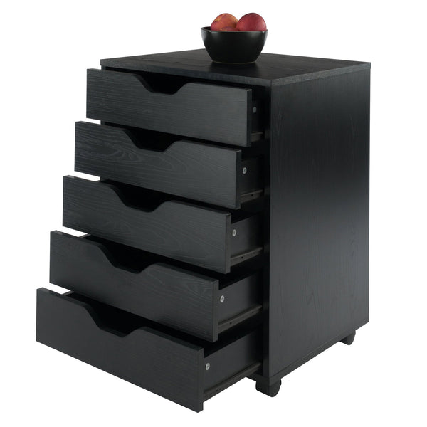 Winsome Wood Halifax 5-drawer Mobile Cabinet In Stylish Black - Perfect For Organizing Crafts, Office, & More! Black Composite Wood 20519-winsome-wood