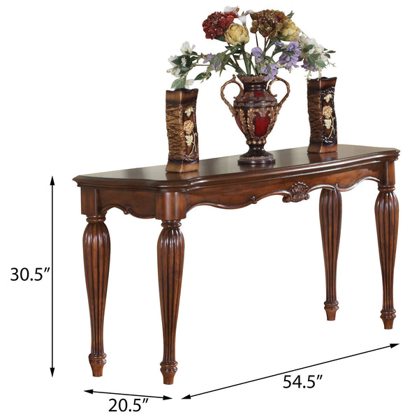 English Elm Cherry Sofa Table with Rich Cherry Veneer Top and Turned Fluted Legs for Classic Elegant Living (98) B062P189097