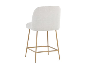 Sunpan Kelty Counter Stool - Chic Boucle Fabric Seat with Elegant Gold Stainless Steel Legs for Dining Space Gold / Copenhagen White