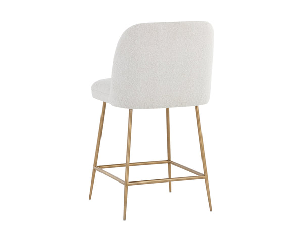 Sunpan Kelty Counter Stool - Chic Boucle Fabric Seat with Elegant Gold Stainless Steel Legs for Dining Space Gold / Copenhagen White