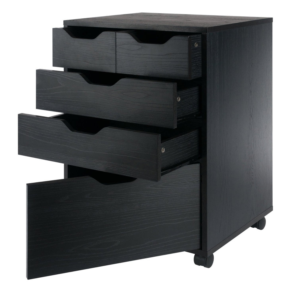 Winsome Wood Halifax Versatile Mobile Storage Cabinet With Bins & Drawers, Perfect For Home Organization Needs Black Composite Wood 20521-winsome-wood