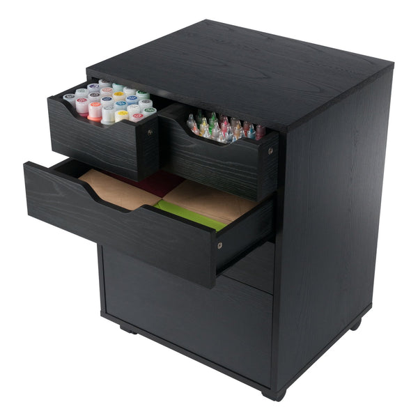 Winsome Wood Halifax Versatile Mobile Storage Cabinet With Bins & Drawers, Perfect For Home Organization Needs Black Composite Wood 20521-winsome-wood