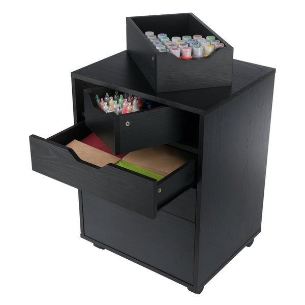 Winsome Wood Halifax Versatile Mobile Storage Cabinet With Bins & Drawers, Perfect For Home Organization Needs Black Composite Wood 20521-winsome-wood