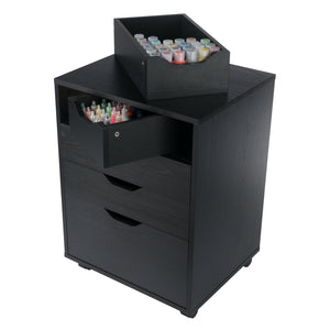 Winsome Wood Halifax Versatile Mobile Storage Cabinet With Bins & Drawers, Perfect For Home Organization Needs Black Composite Wood 20521-winsome-wood