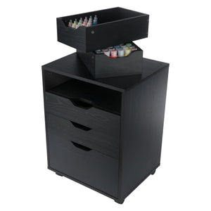 Winsome Wood Halifax Versatile Mobile Storage Cabinet With Bins & Drawers, Perfect For Home Organization Needs Black Composite Wood 20521-winsome-wood