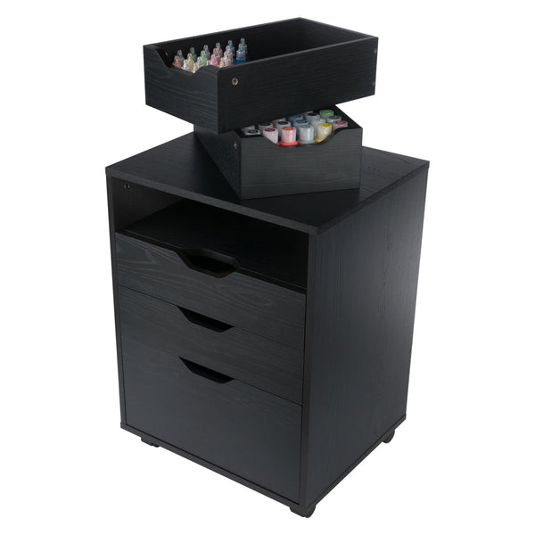 Winsome Wood Halifax Versatile Mobile Storage Cabinet With Bins & Drawers, Perfect For Home Organization Needs Black Composite Wood 20521-winsome-wood