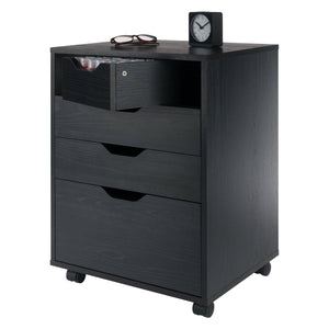 Winsome Wood Halifax Versatile Mobile Storage Cabinet With Bins & Drawers, Perfect For Home Organization Needs Black Composite Wood 20521-winsome-wood