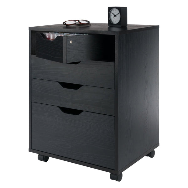 Winsome Wood Halifax Versatile Mobile Storage Cabinet With Bins & Drawers, Perfect For Home Organization Needs Black Composite Wood 20521-winsome-wood