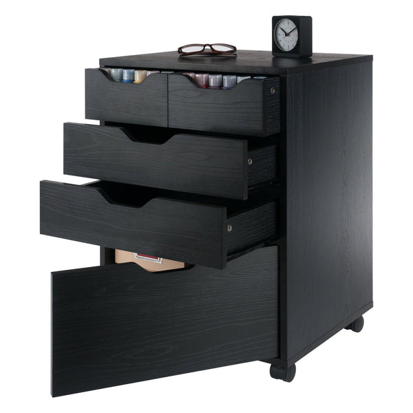 Winsome Wood Halifax Versatile Mobile Storage Cabinet With Bins & Drawers, Perfect For Home Organization Needs Black Composite Wood 20521-winsome-wood