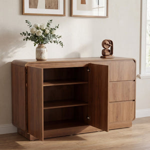English Elm Modern White Sideboard with Soft Close Drawers and Doors for Dining or Living Rooms N779P373190L_N779P373191L