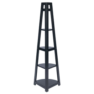 Winsome Wood Adam 5-tier A-frame Corner Shelf In Black - Stylish Space-saving Storage For Home Décor Display Black Solid Wood 20527-winsome-wood