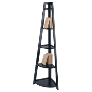 Winsome Wood Adam 5-tier A-frame Corner Shelf In Black - Stylish Space-saving Storage For Home Décor Display Black Solid Wood 20527-winsome-wood
