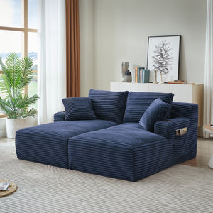 English Elm Compressible Corduroy Sleeper Loveseat with Cupholders Ready in 72 Hours No Assembly Blue W2339P411860