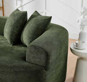 English Elm Modern Curved 4-Seater Sectional Sofa In Soft Chenille - Minimalist Design, No Assembly Needed, Green W1413S00106