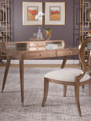 Lexington Artistica Home Credo Desk - Exquisite Mahogany & Beech Design With Unique Capiz Shell Accents For Stylish Spaces Creamy White Wood 2055-933