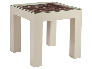 Lexington Artistica Home Credo Square End Table - Artistica Home's Unique Silver Leaf And Glass Design For Elegant Spaces Creamy White Wood 2055-957