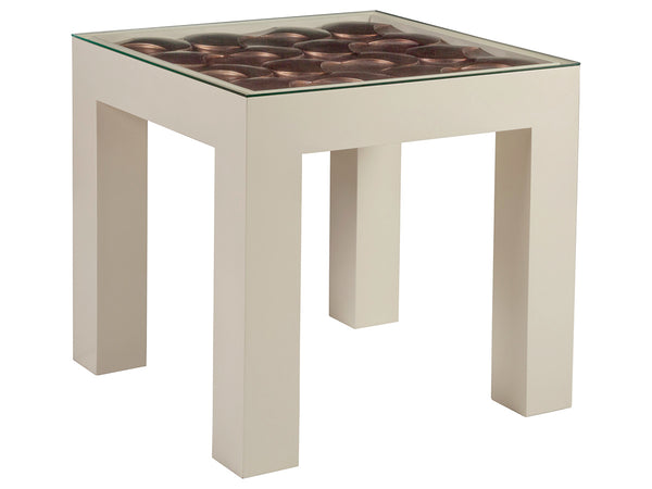 Lexington Artistica Home Credo Square End Table - Artistica Home's Unique Silver Leaf And Glass Design For Elegant Spaces Creamy White Wood 2055-957